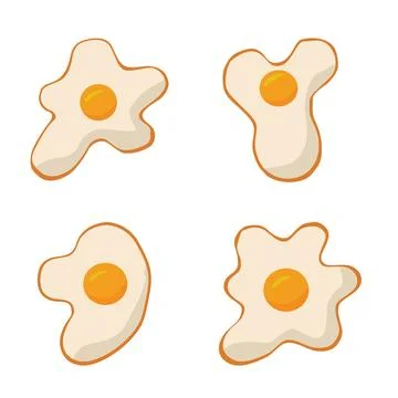 Fried eggs on a white background, drawn by hand. vector. Stock Illustration