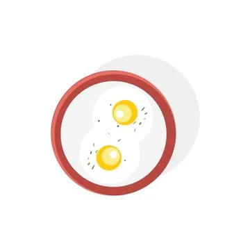 Fried Eggs on white background. Vector illustration in trendy flat style. EPS 10 Stock Illustration