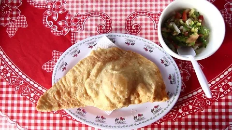 Fried empanada or pastry Stock Footage 77046112