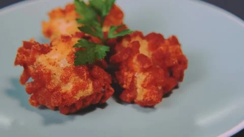 Fried fillet of white fish in batter Stock Footage 252209115