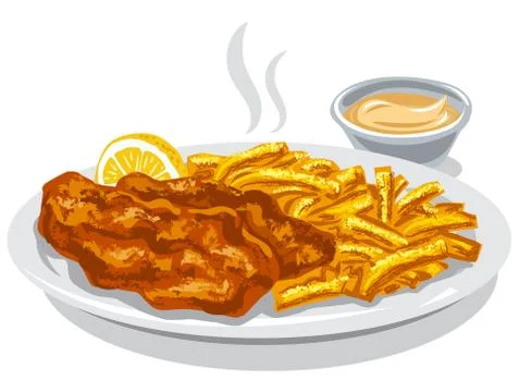 Fried fish and chips Stockillustratie