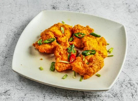 Fried fish cutlets cake served in dish isolated on background top view of d.. Foto stock