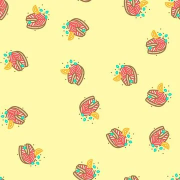 Fried fish fast food vector seamless pattern Stock Illustration