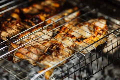 Fried fish on the grill Foto stock