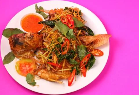 Fried fish herbal Stock Photos
