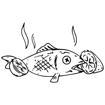 Fried fish icon. Stock Illustration