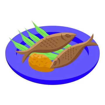 Fried fish icon isometric vector. Food cuisine Stockillustratie