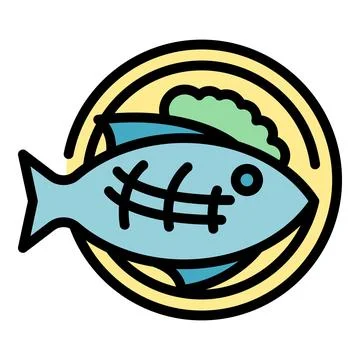 Fried fish icon vector flat Stock Illustration