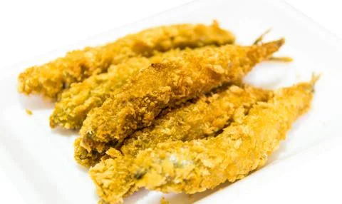 Fried fish isolated on white background Stock Photos