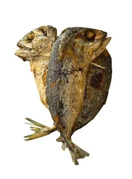 Fried fish isolated on white background Stock Photos
