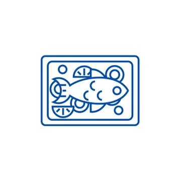 Fried fish line icon concept. Fried fish flat vector symbol, sign, outline Stockillustratie