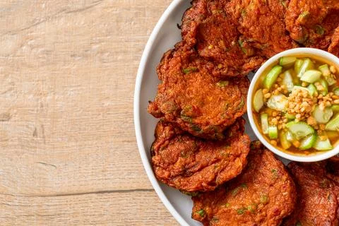 Fried fish paste balls or deep fried fish cake Stock Photos