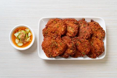 Fried fish paste balls or deep fried fish cake Stock Photos