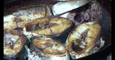 The Fried fish on plate Stock Footage 293810548