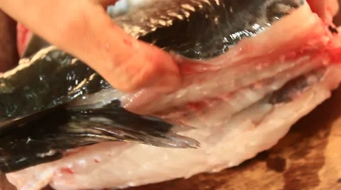 Fried fish processing Video stock 54678947