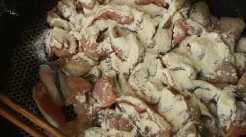 Fried fish processing Video stock 54678962