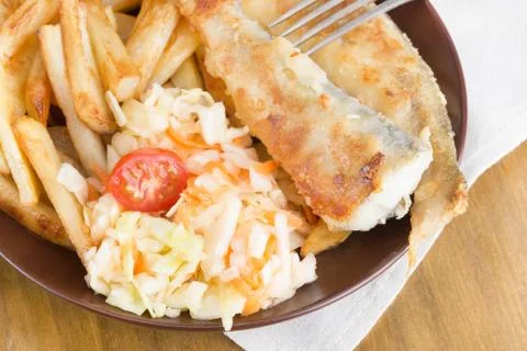 Fried fish - saffron cod or navaga Foto stock