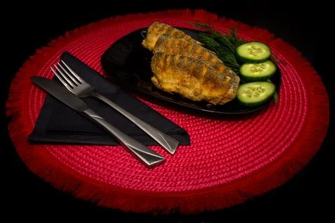 Fried fish served on a plate Foto stock