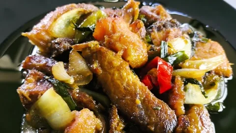 Fried fish side view rotate 스톡 동영상 343621932