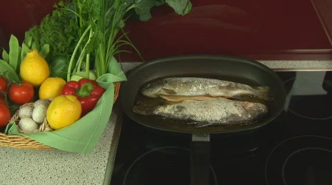 Fried fish turn wide Stock Footage 91746