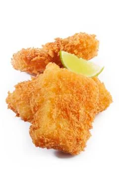 Fried fish on white background Stock Photos