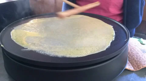 Fried fresh crepe cake layer (Time Lapse) Stock Footage 45436393
