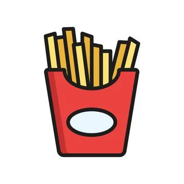 Fried fries icon vector basic design simple and modern Stock Illustration