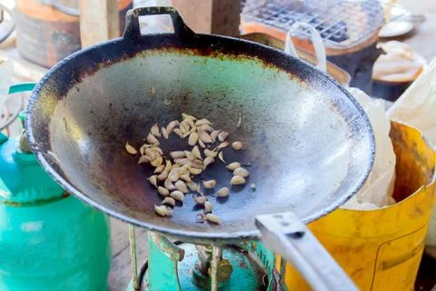 Fried garlic Foto stock