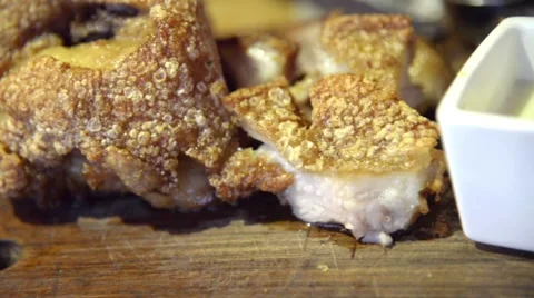 Fried German pork knuckle (eisbein) closeup Stock Footage 63302840