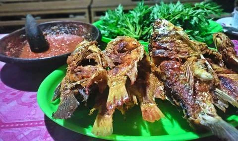 Fried gourami Stock Photos