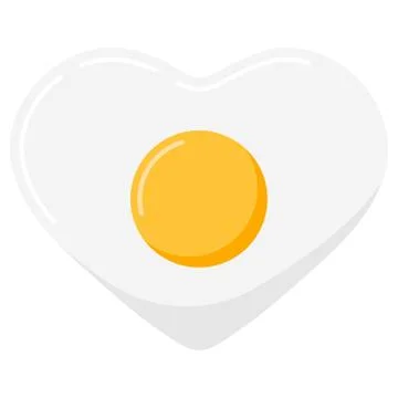 Fried heart shape egg with yellow yolk vector icon isolated on white backgrou Stock Illustration