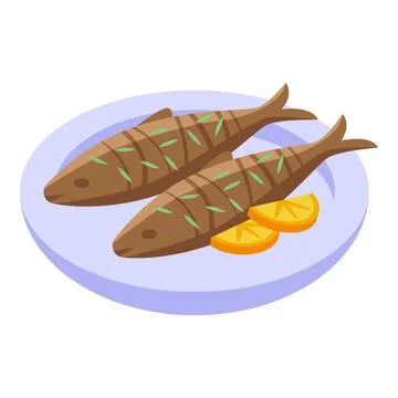 Fried herring fish icon isometric vector. Ocean sardine Stock Illustration
