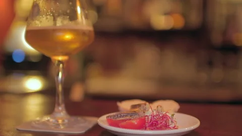 Fried Insects Appetizer Plate With Beer Panning Shot At Bar Stock Footage 344372302