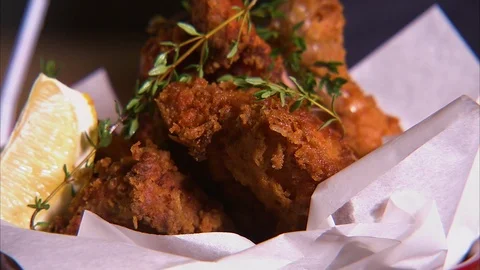 Fried lemon chicken Stock Footage 86228998