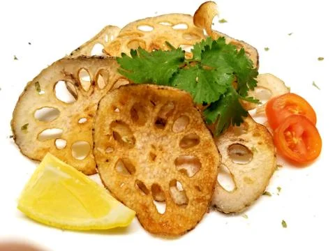Fried Lotus Root Chips Stock Photos