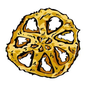Fried lotus root tempura vector art illustration. Stock Illustration
