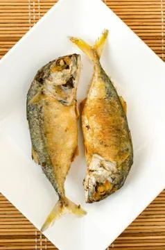 Fried mackerel Stock Photos