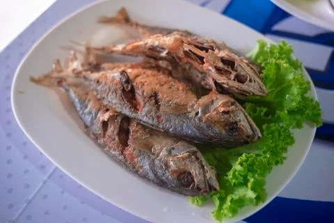 Fried mackerel Stock Photos