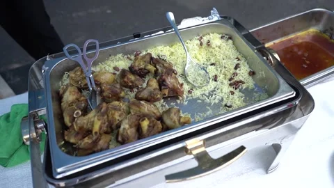 Fried meat and rice Stock Footage 248829283