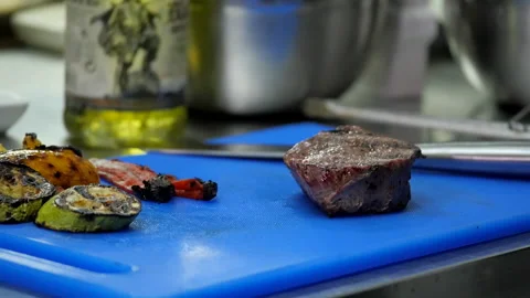 Fried Meat is on the Board Stock Footage 132169064