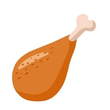 Fried meat on the bone, on a white background. vekor. Stock Illustration