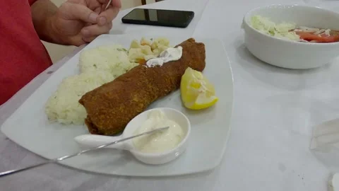 Fried meat with lemon juice Stock Footage 140513703
