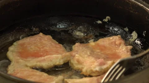 Fried Meat Making With Raw Ingredients.. 4K UltraHD, UHD Stock Footage 48624444