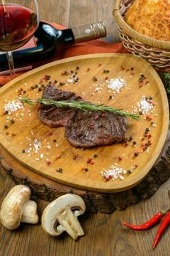 Fried meat slices Stock Photos