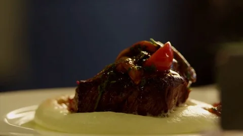 Fried meat in slow motion Stock Footage 73605470