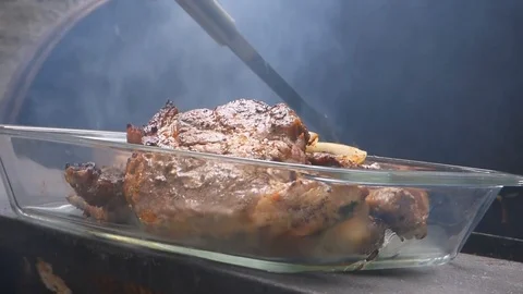 Fried meat steak grill Stock Footage 93646522