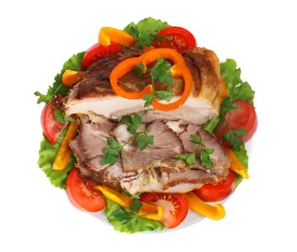Fried meat with vegetables Stock Photos