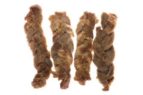 Fried meat on white Stock Photos