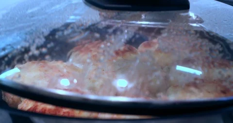 Fried Meatballs in a frying pan Stock Footage 88352156