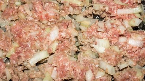 Fried minced with onions. Stock Photos